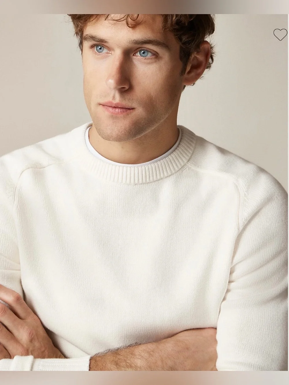 NEW J. Crew Mens Heritage cotton crewneck sweater Ivory Item BI841 Small